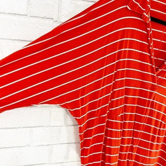 We the Free - Free People Red & White Striped Split Front Shirt Women's Small - Picture 6 of 7